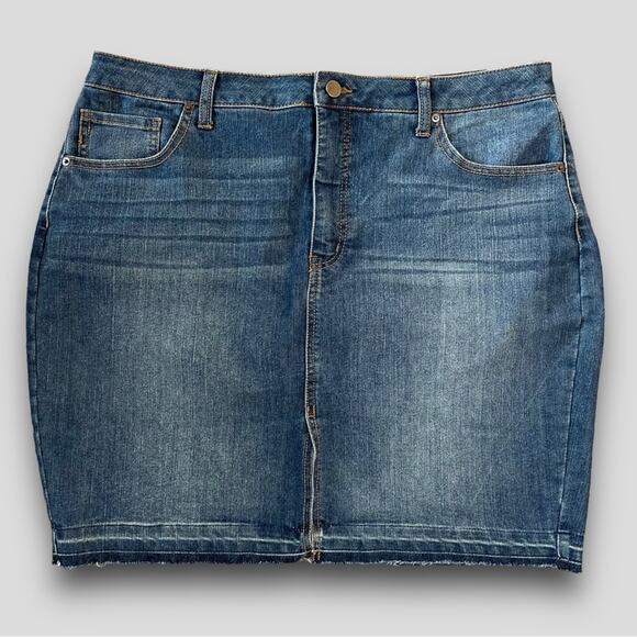 FADED GLORY WOMENS VINTAGE MINI SKIRT Y2K BOHO WESTERN BLUE 16W - Picture 1 of 6